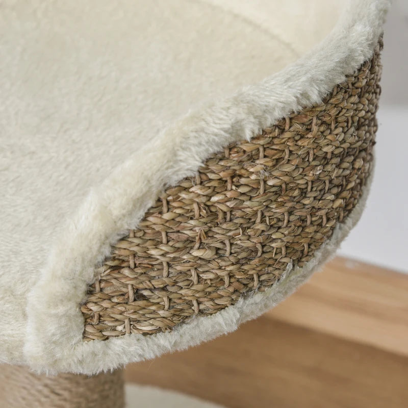 Cat Tree Tower Activity Center Climbing Stand w/Scratching Posts, Beige Pawhut