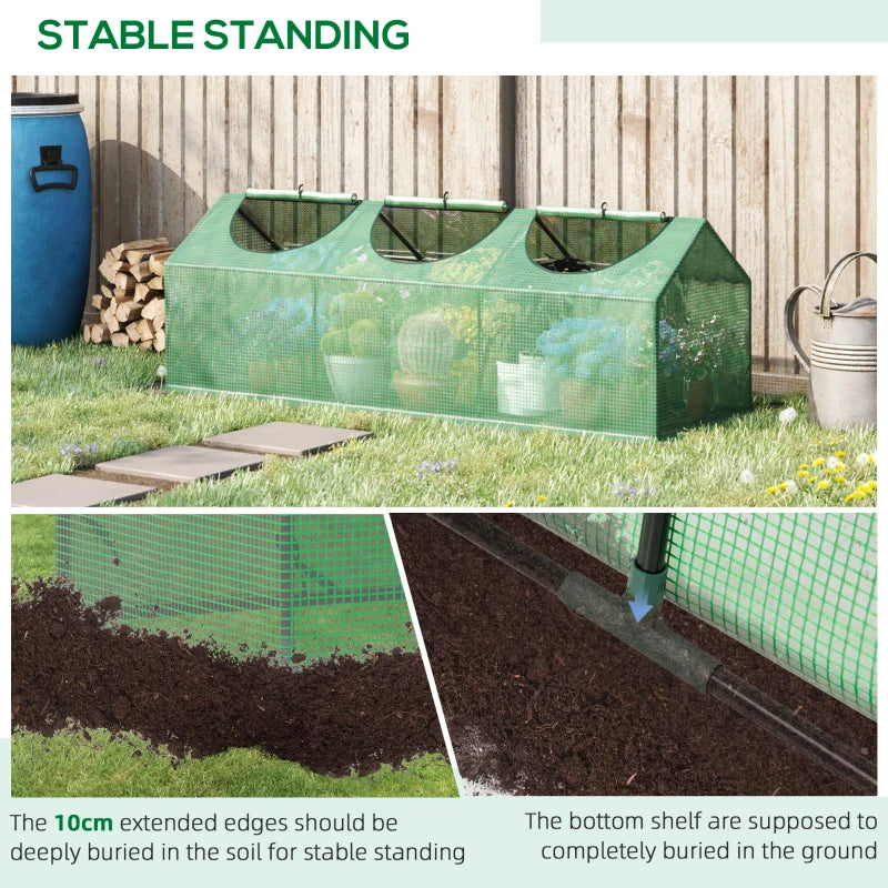 Outsunny Mini Greenhouse Vegetable Planter House Garden w/ Zipped Windows, Clear