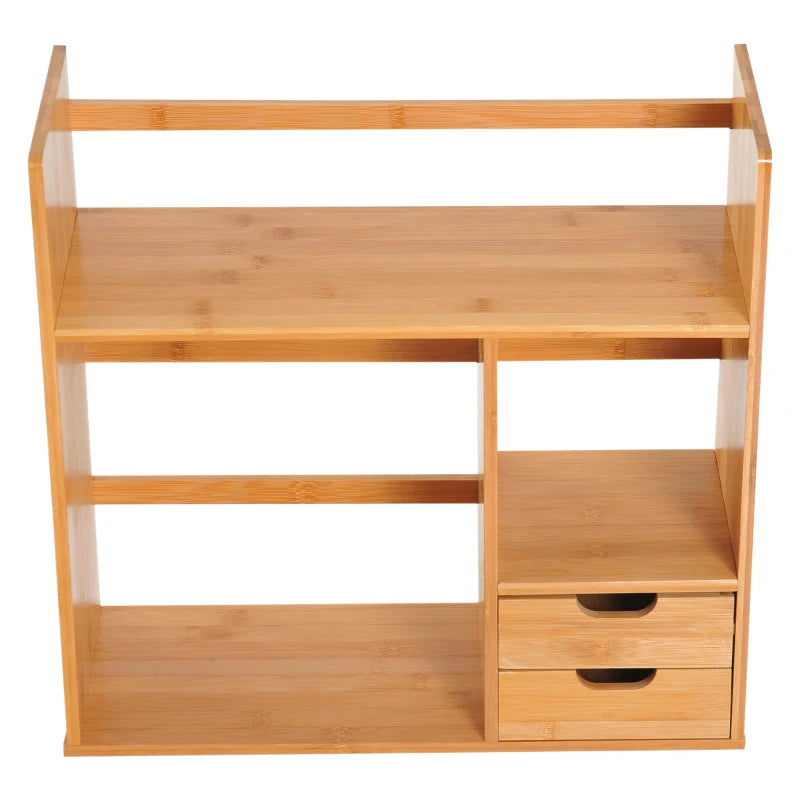 Homcom Elegent Desk Organiser Bookshelf 180° Rotatable 2 Drawers Bamboo | 1 Pcs