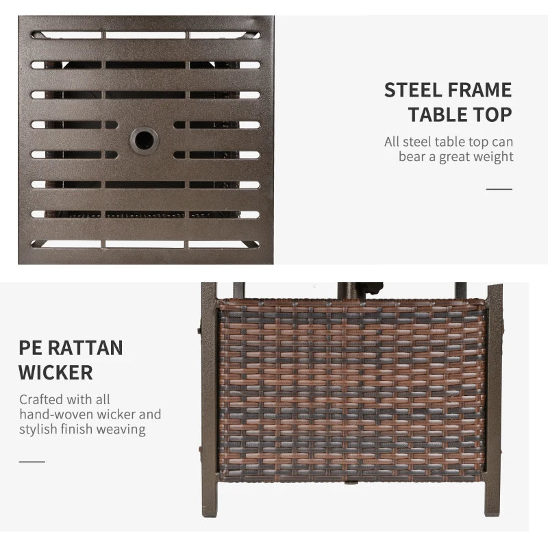 Outsunny Modern Outdoor Rattan Coffee Table w/ Parasol Hole Fit Garden Backyard
