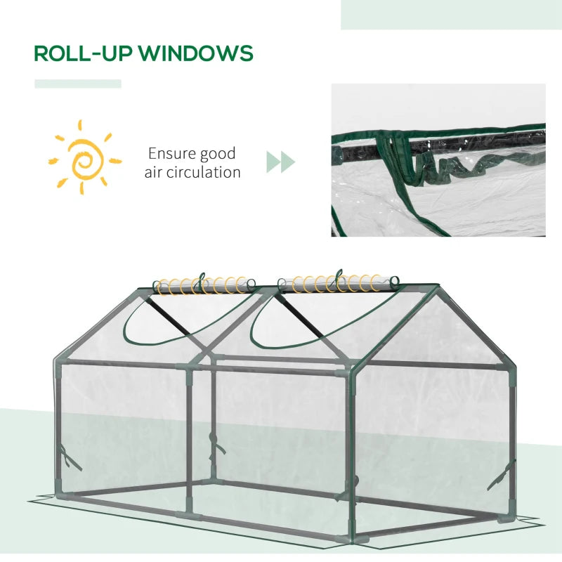 Outsunny PVC Greenhouse Plants Foil Tomato Vegetable House with 2 Windows Clear
