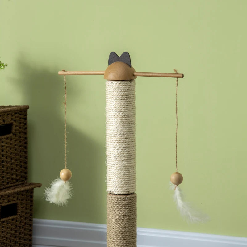 56cm Cat Tree w/ Turntable Toy Ball, Jute & Sisal Scratching Post Pawhut, 1 Pcs