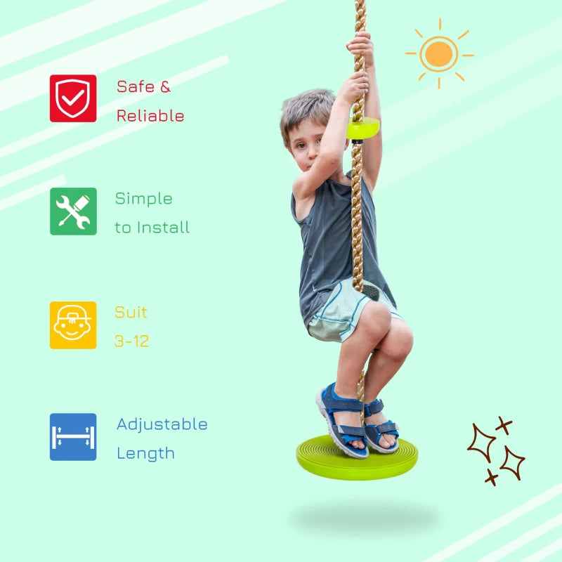 Kid Climbing Rope Disc Swings Set w/ Platforms for Playground HOMCOM, 200 L x 29 W cm