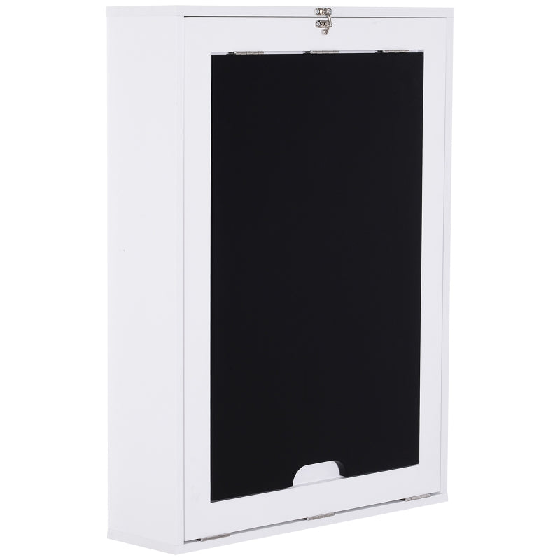 Homcom Folding Wall-Mounted Drop-Leaf Table with Chalkboard MDF,Shelf White 1 Pcs