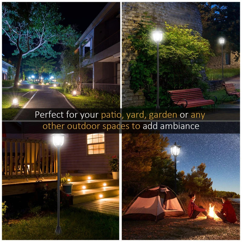 Outsunny Traditional Solar PoweredVictorian Style Lamp Post | IP44 | 160cm-Black