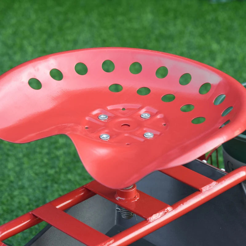 Heavy Duty Rolling Garden , Gardening Cart Planting | Tool Basket & Swivel Seat