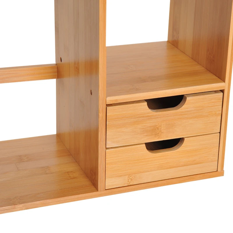Homcom Elegent Desk Organiser Bookshelf 180° Rotatable 2 Drawers Bamboo | 1 Pcs
