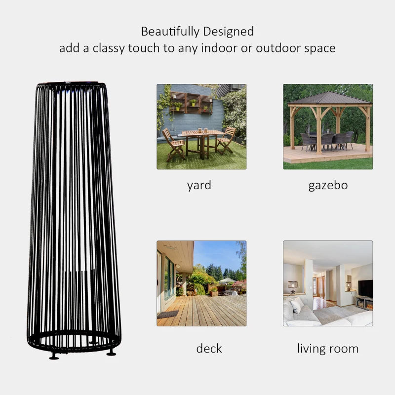 Outsunny Patio Garden Solar Powered Lights Wicker Lantern Auto On/Off, 21.5x61cm