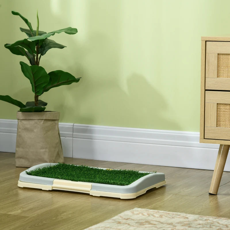 PawHut 3-Layer Dog Toilet Indoor w/ Artificial Grass Mat, Grid Panel, Tray,1 Pcs