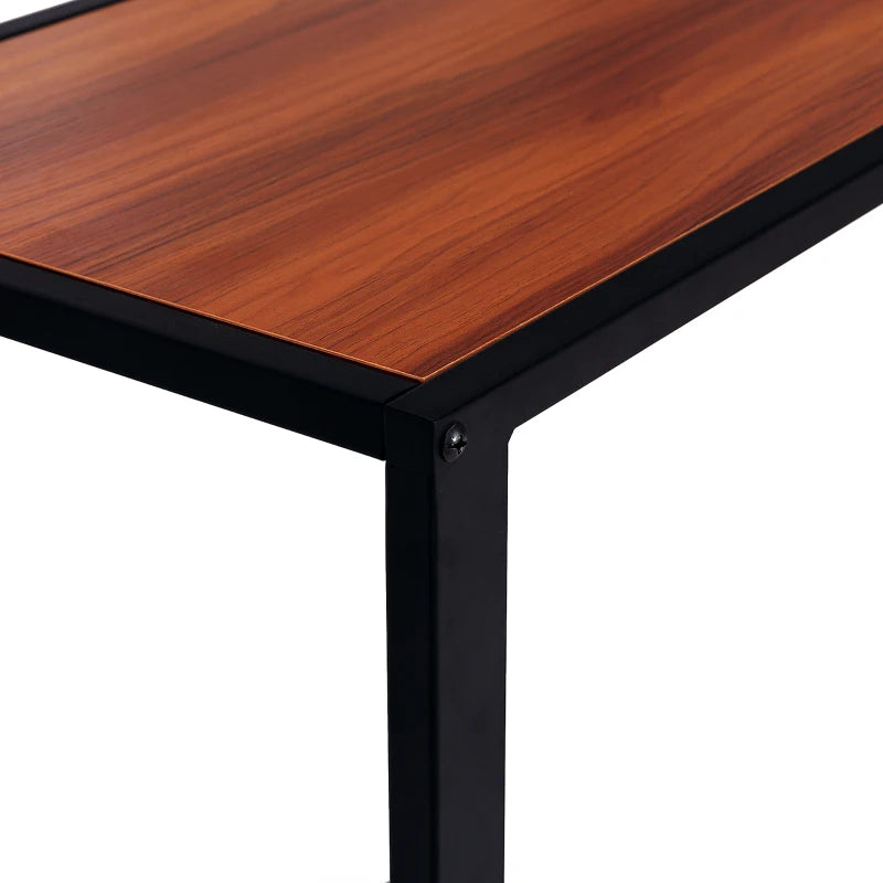 Homcom C-Shaped Sofa Side Table Wooden Modern Coffee w/ Black Metal Base-Walnut