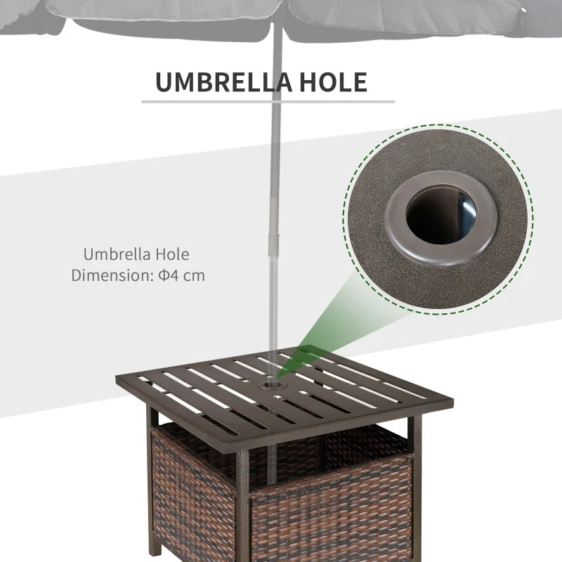 Outsunny Modern Outdoor Rattan Coffee Table w/ Parasol Hole Fit Garden Backyard