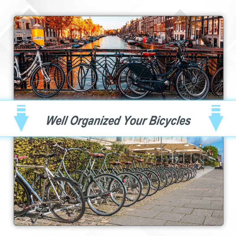 HOMCOM Heavy Duty 5-Bike Parking Rack | Locking Stand Floor | Black Wall Mount