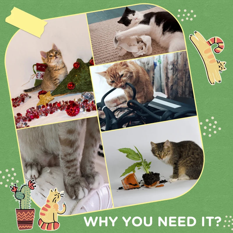 PawHut Cat Tree for Indoor Cats w/ Green Leaves, Scratching Posts 77Hx60Wx40D cm
