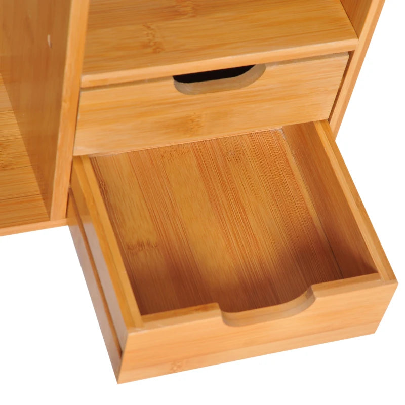 Homcom Elegent Desk Organiser Bookshelf 180° Rotatable 2 Drawers Bamboo | 1 Pcs