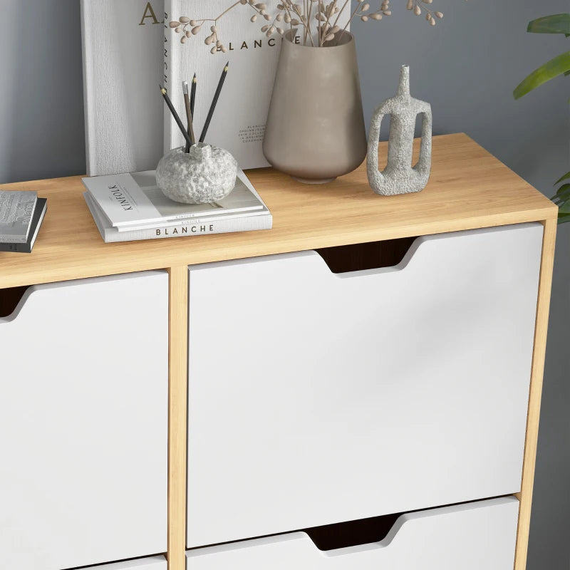 HOMCOM Narrow Shoe Storage Cabinet w/4 Flip Drawers for 16 Pairs of Shoes, White