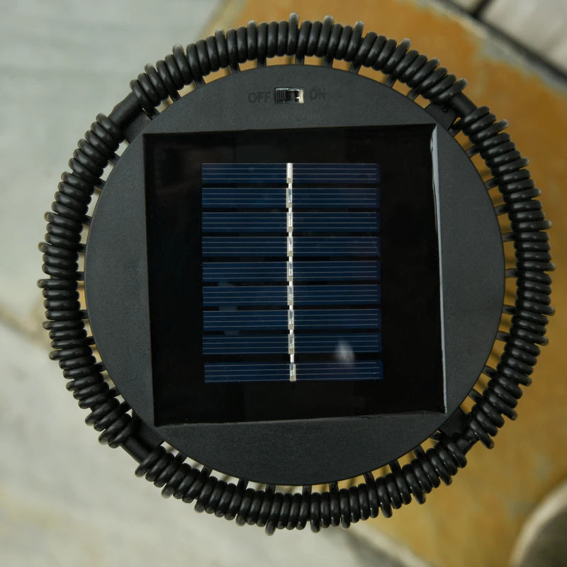 Outsunny Patio Garden Solar Powered Lights Wicker Lantern Auto On/Off, 21.5x61cm