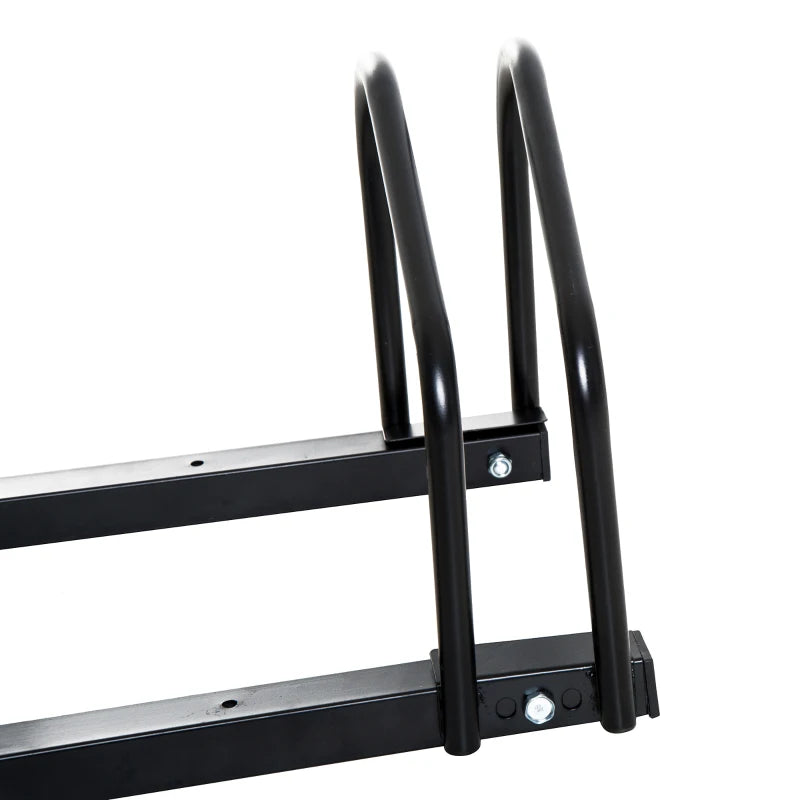 HOMCOM Heavy Duty 5-Bike Parking Rack | Locking Stand Floor | Black Wall Mount