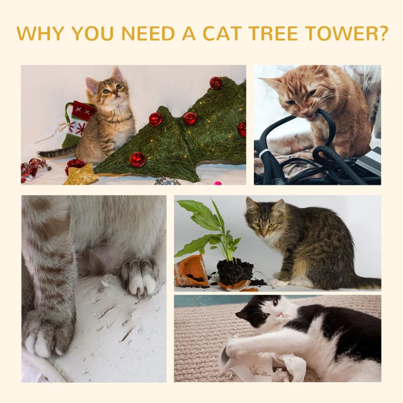 Pawhut 5 - Tier Floor to Ceiling Cat Tree Scratching Post Tower Activity Center