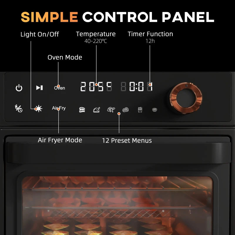 HOMCOM 2 in 1 Air Fryer Oven 13-L Oven Countertop Convection Oven 1200W | Black