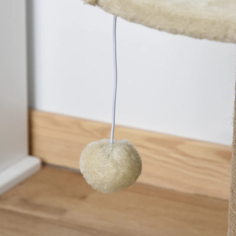 Cat Tree Tower Activity Center Climbing Stand w/Scratching Posts, Beige Pawhut