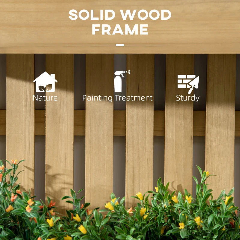 Outsunny Moveable Wooden Garden Planters with Trellis Wall-mounted Raised Bed