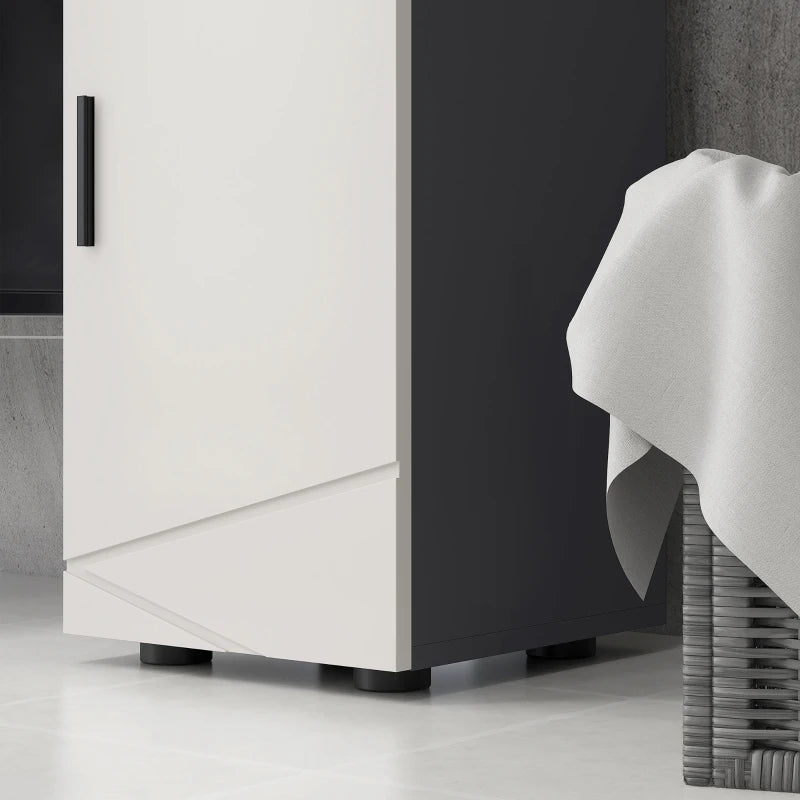 3-Level Bathroom Storage Cabinet with Two-Tier Bottom Cupboard , Grey, Kleankin