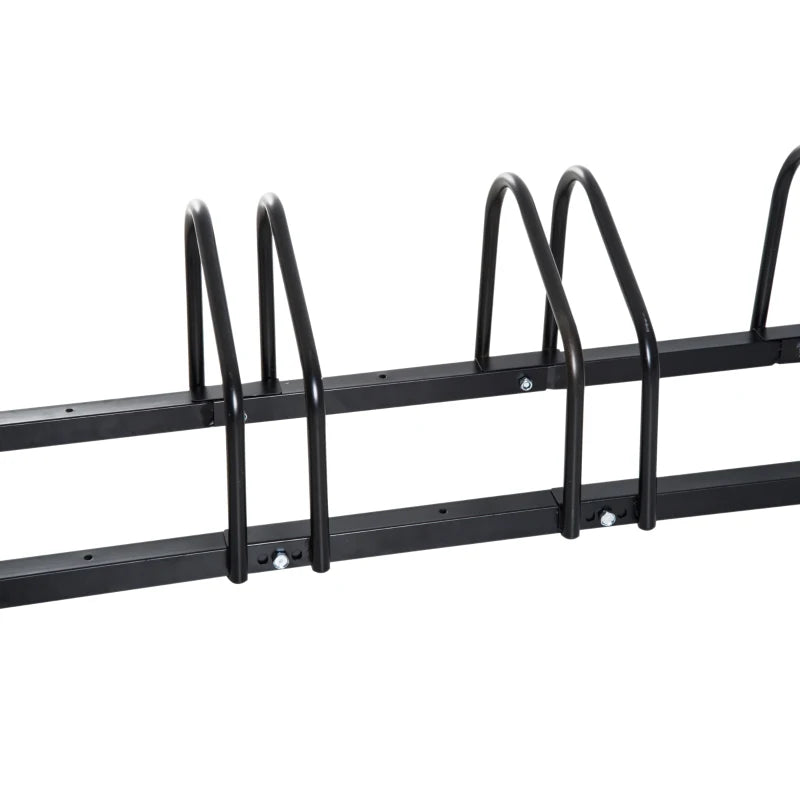 HOMCOM Heavy Duty 5-Bike Parking Rack | Locking Stand Floor | Black Wall Mount