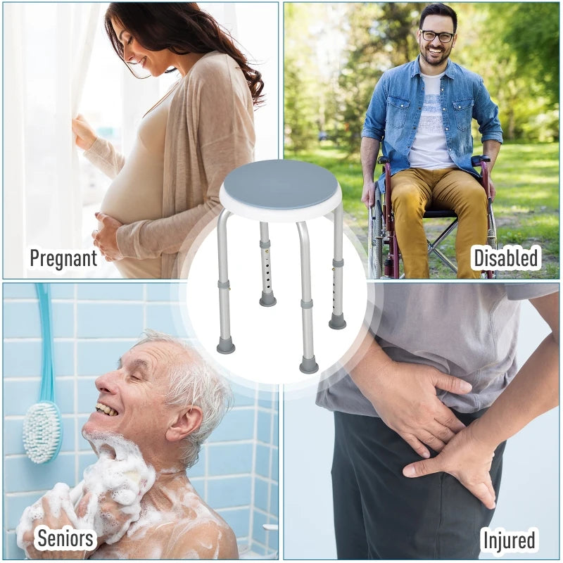 Height Adjustable 360 Degree Swivel Seat Bath Shower Stool Aluminium HOMCOM
