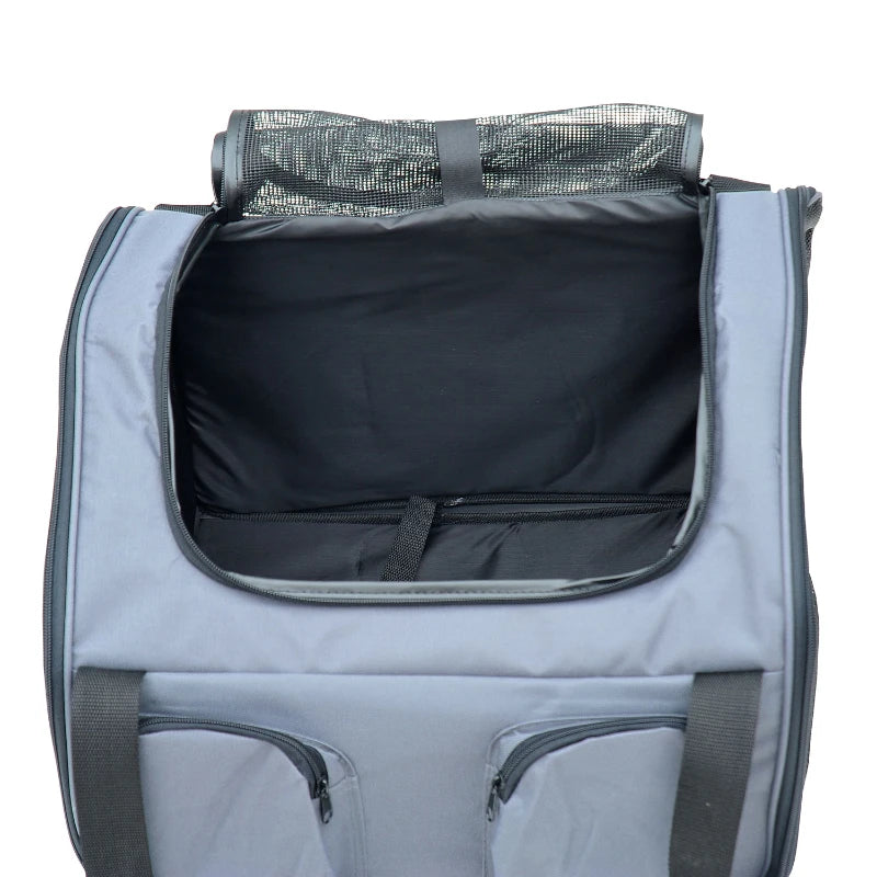 Pawhut Folding Pets Carrier Bag Car Seat Portable Travel Cage Mesh Holder | Grey