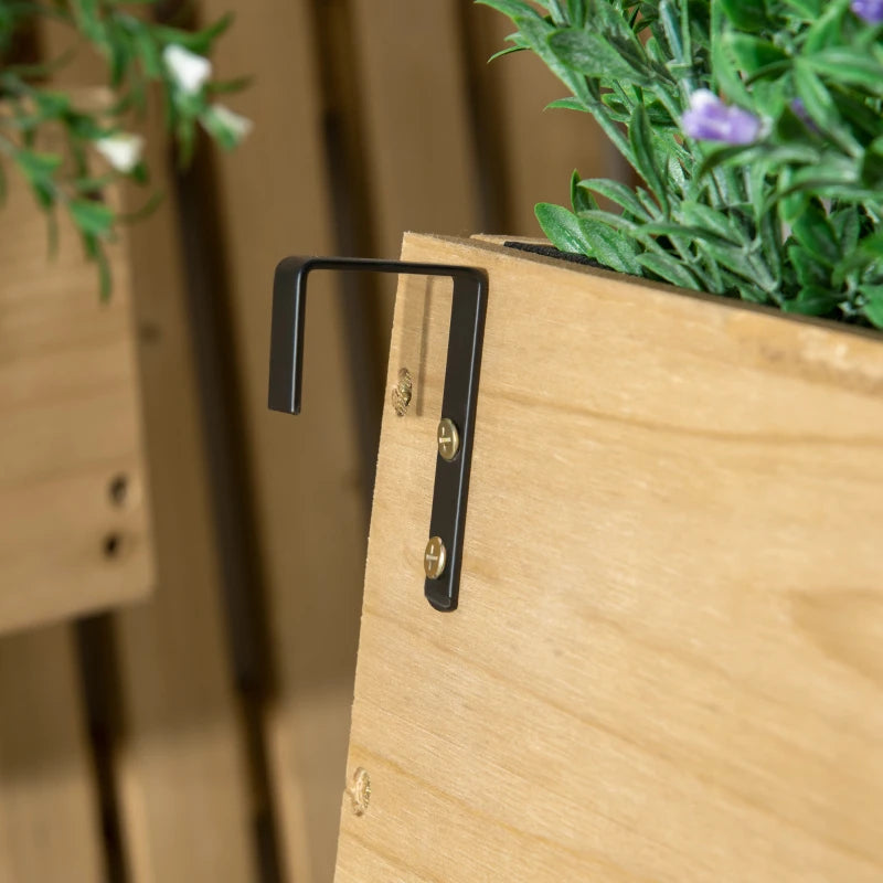 Outsunny Moveable Wooden Garden Planters with Trellis Wall-mounted Raised Bed
