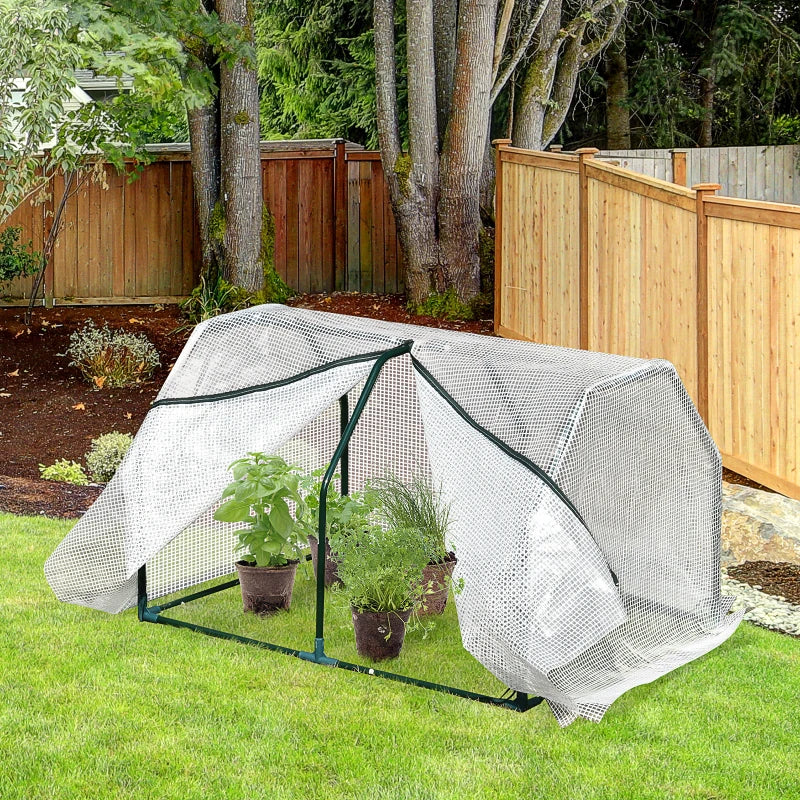 Outsunny Mini Cover w/ Steel Frame Greenhouse Grow House | 99x71x60 cm , White