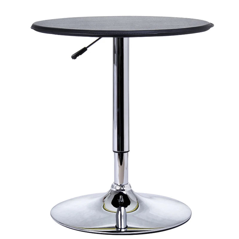 HOMCOM Adjustable Round Bistro Bar Table w/ PVC Leather Steel Base | Desk, Black