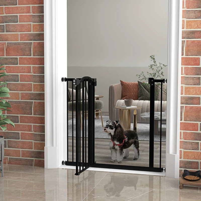74-94 cm 2-Sided Adjustable,AutoClose Metal Pet Safety Gate Barrier PawHut Black