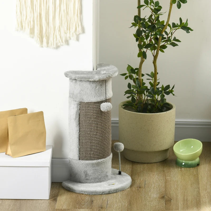 PawHut Corner Cat Scratching Post for Wall w/ Covered Plush,Sisal Rope,Toy Balls