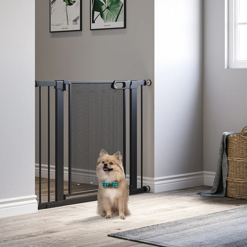 PawHut Auto Close Pressure Fit w/ Dual Locks,Safety Gate for Dogs,75-103cm Black