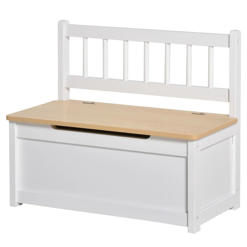 MDF 2 In 1 Wooden Toy Box,Kids Seat Bench Storage Chest, w/ Pneumatic Rod Homcom