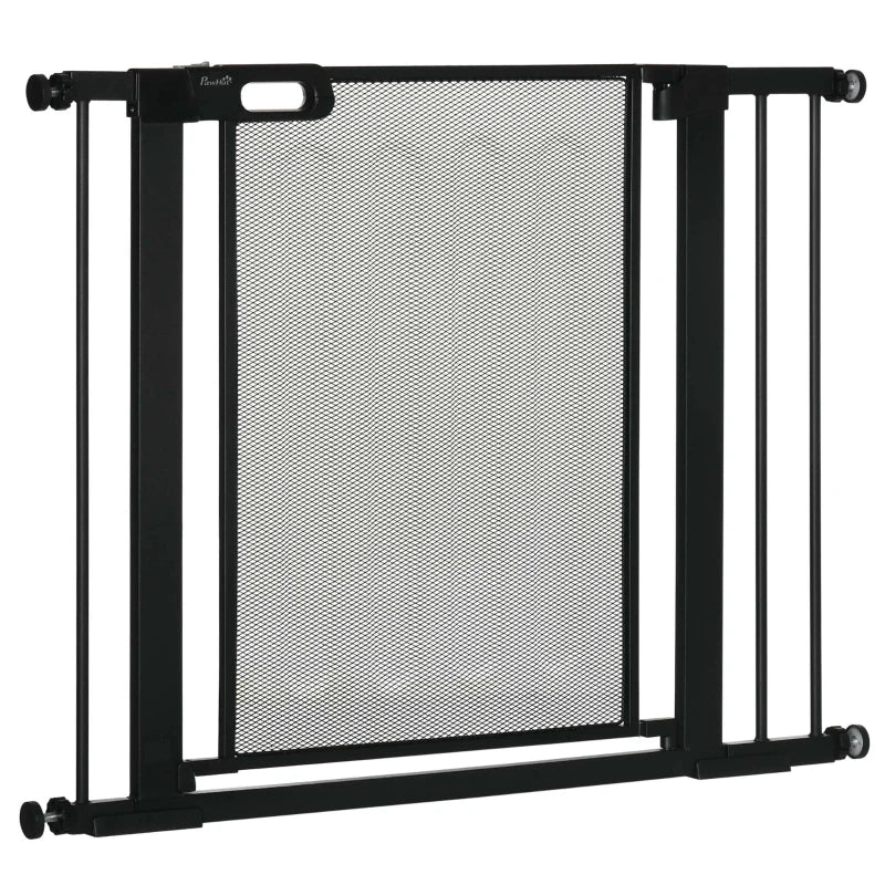PawHut Auto Close Pressure Fit w/ Dual Locks,Safety Gate for Dogs,75-103cm Black