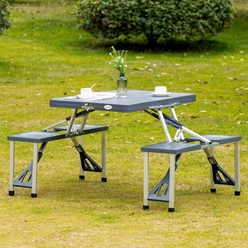 Outsunny Portable c 4 Seat Chair Foldable Outdoor Garden BBQ Party