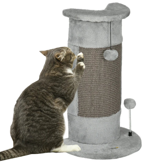 PawHut Corner Cat Scratching Post for Wall w/ Covered Plush,Sisal Rope,Toy Balls