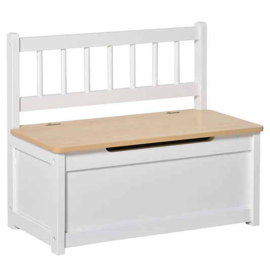 MDF 2 In 1 Wooden Toy Box,Kids Seat Bench Storage Chest, w/ Pneumatic Rod Homcom