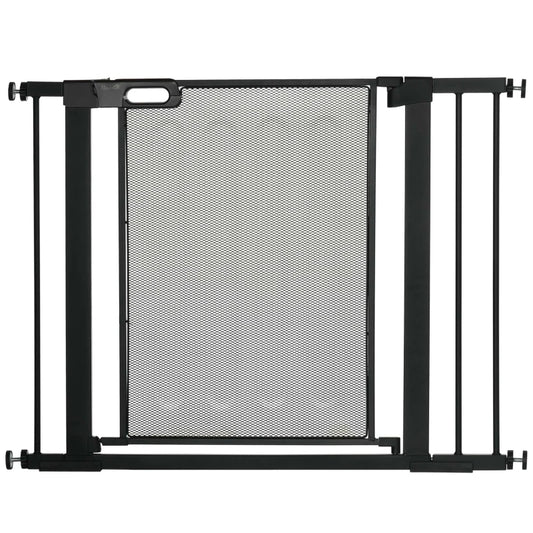 PawHut Auto Close Pressure Fit w/ Dual Locks,Safety Gate for Dogs,75-103cm Black