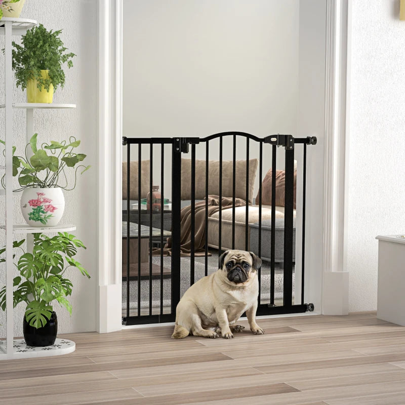 74-94 cm 2-Sided Adjustable,AutoClose Metal Pet Safety Gate Barrier PawHut Black