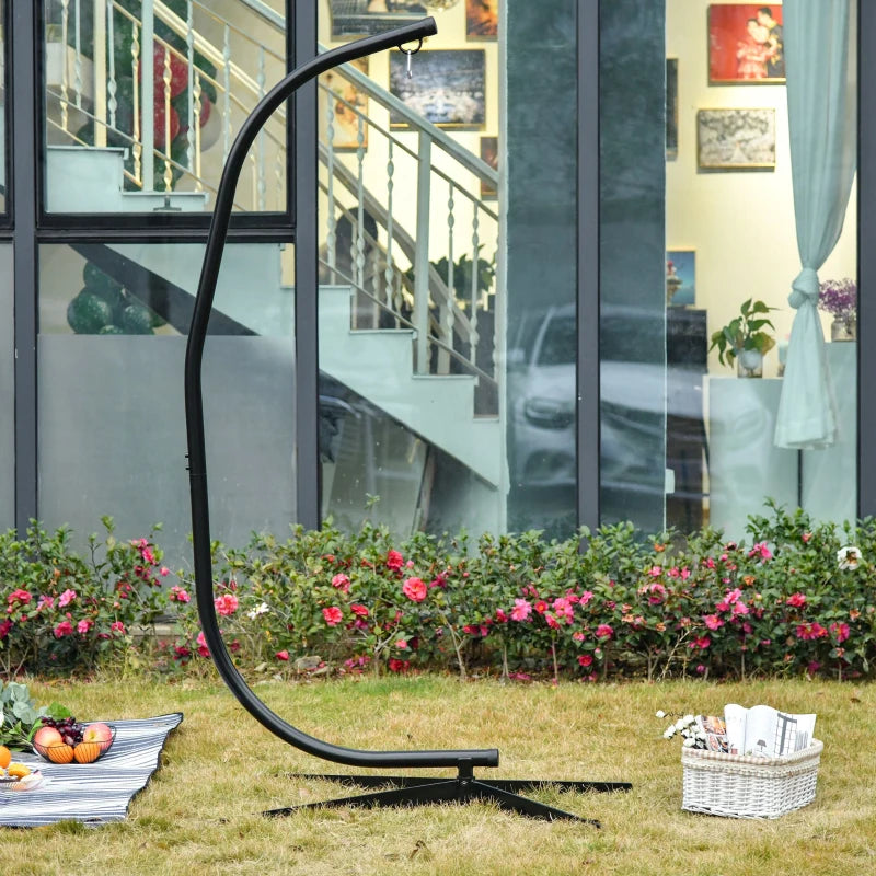 360° Hammock Chair Stand Only Heavy Duty Metal CStand Indoor or Outdoor, Outsunny