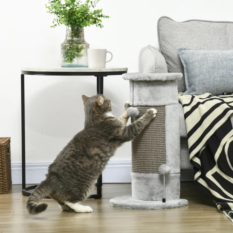 PawHut Corner Cat Scratching Post for Wall w/ Covered Plush,Sisal Rope,Toy Balls