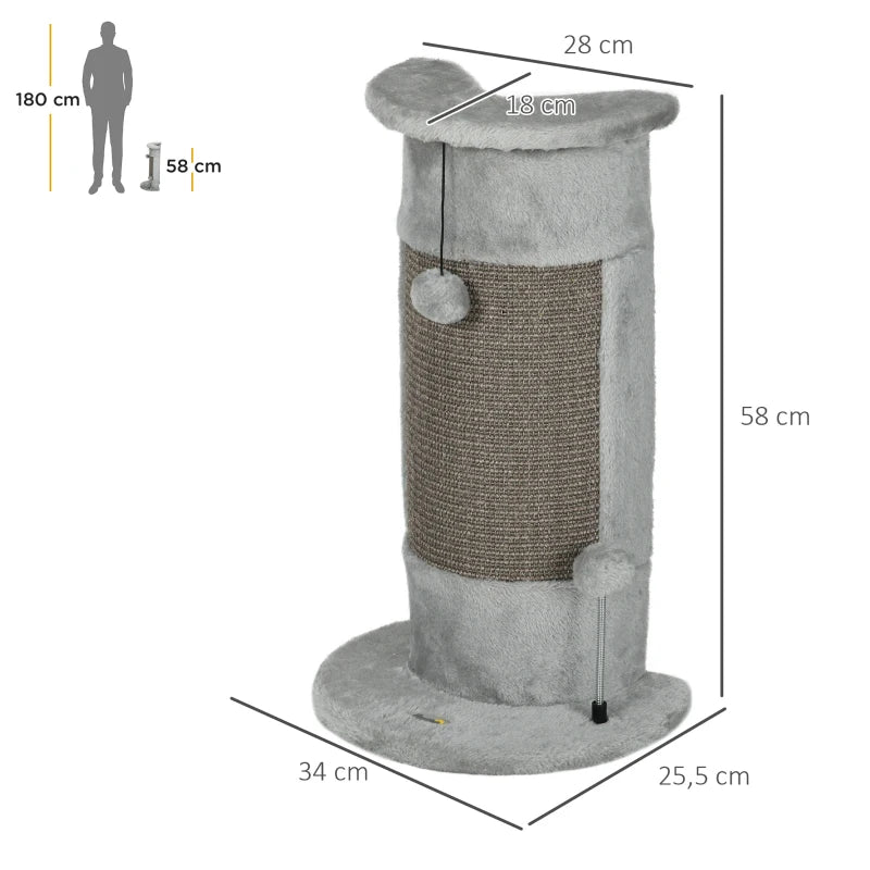 PawHut Corner Cat Scratching Post for Wall w/ Covered Plush,Sisal Rope,Toy Balls