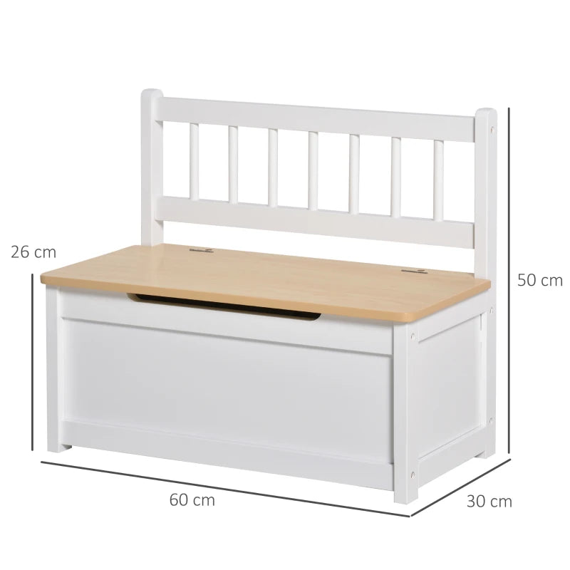 MDF 2 In 1 Wooden Toy Box,Kids Seat Bench Storage Chest, w/ Pneumatic Rod Homcom