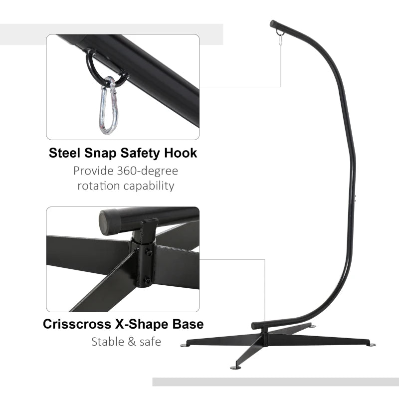 360° Hammock Chair Stand Only Heavy Duty Metal CStand Indoor or Outdoor, Outsunny