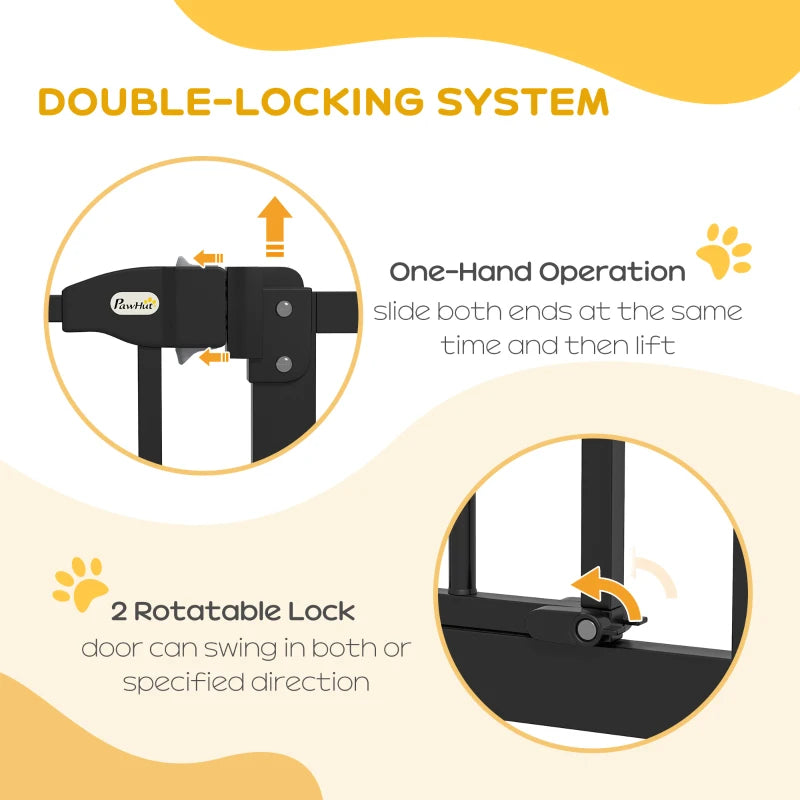 74-94 cm 2-Sided Adjustable,AutoClose Metal Pet Safety Gate Barrier PawHut Black