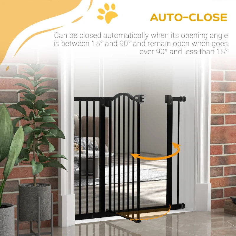 74-94 cm 2-Sided Adjustable,AutoClose Metal Pet Safety Gate Barrier PawHut Black