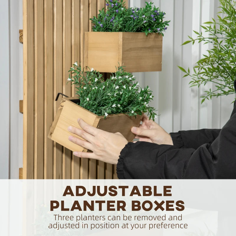 Outsunny Moveable Wooden Garden Planters with Trellis Wall-mounted Raised Bed